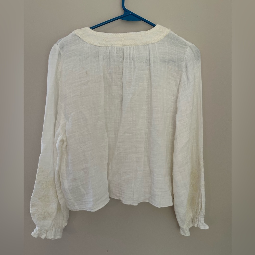Zara XS floral embroidery gauzy tunic top - Picture 7 of 11